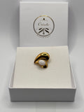 Bague acier inoxydable coeur de perle