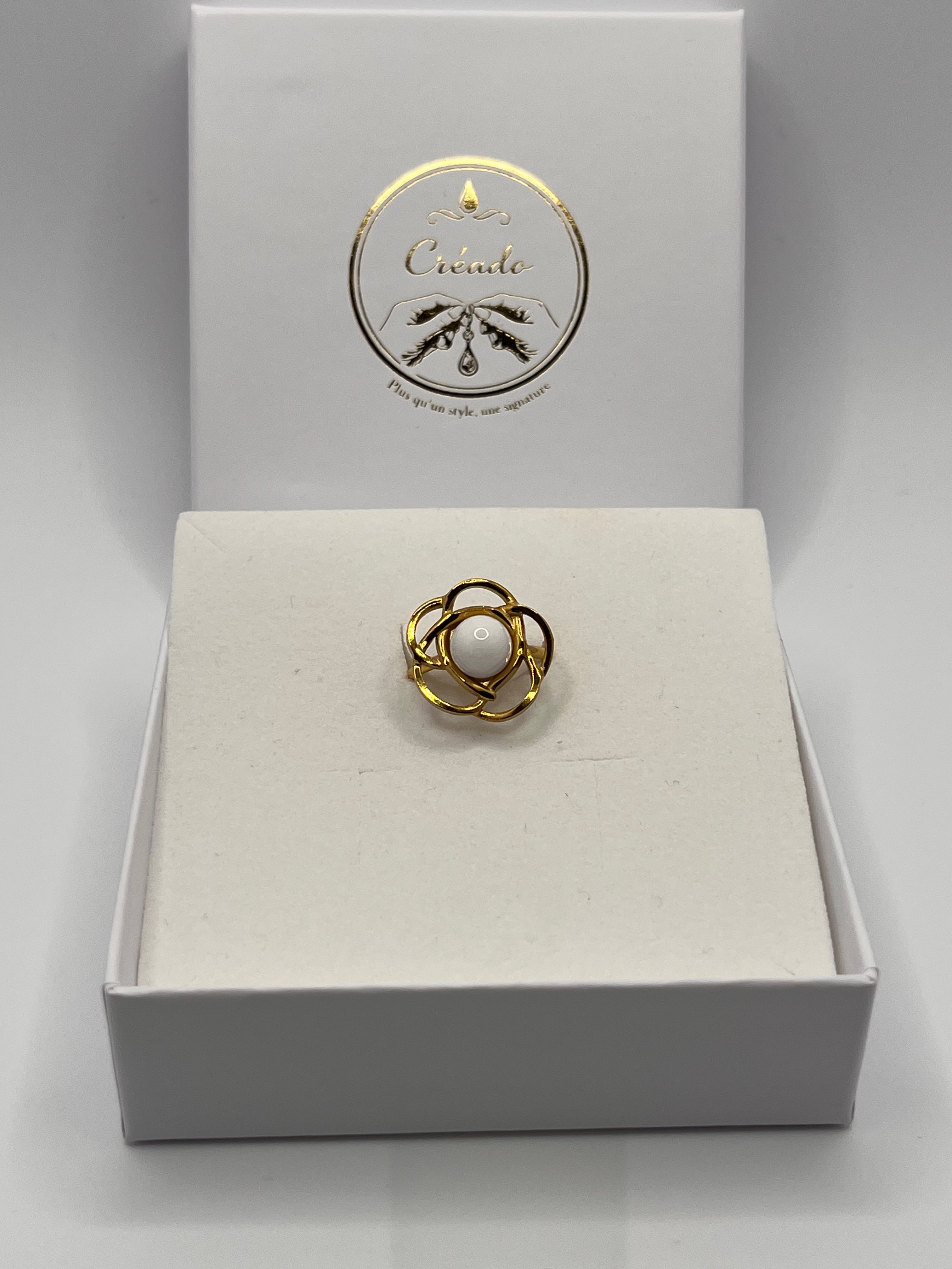 Bague acier inoxydable fleur