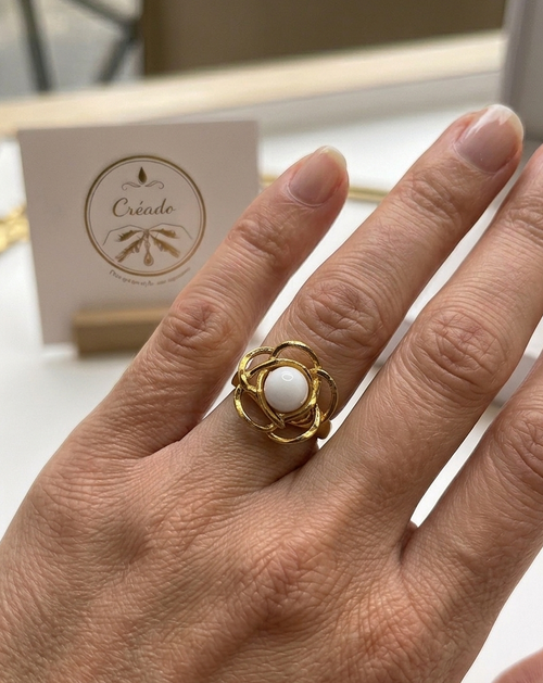 Bague acier inoxydable fleur