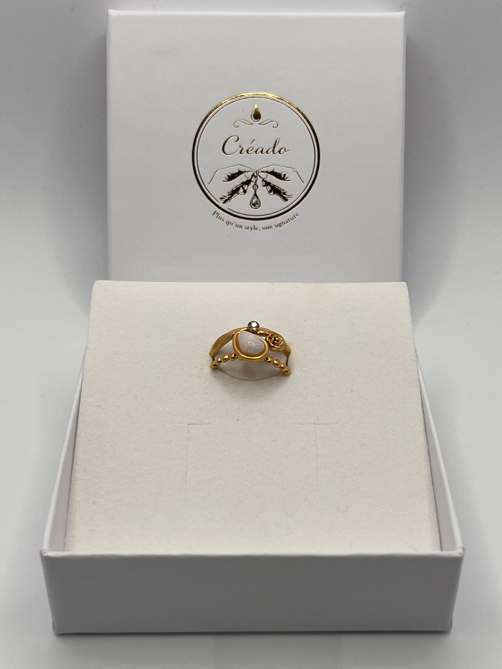 Bague acier inoxydable-fleur de rose