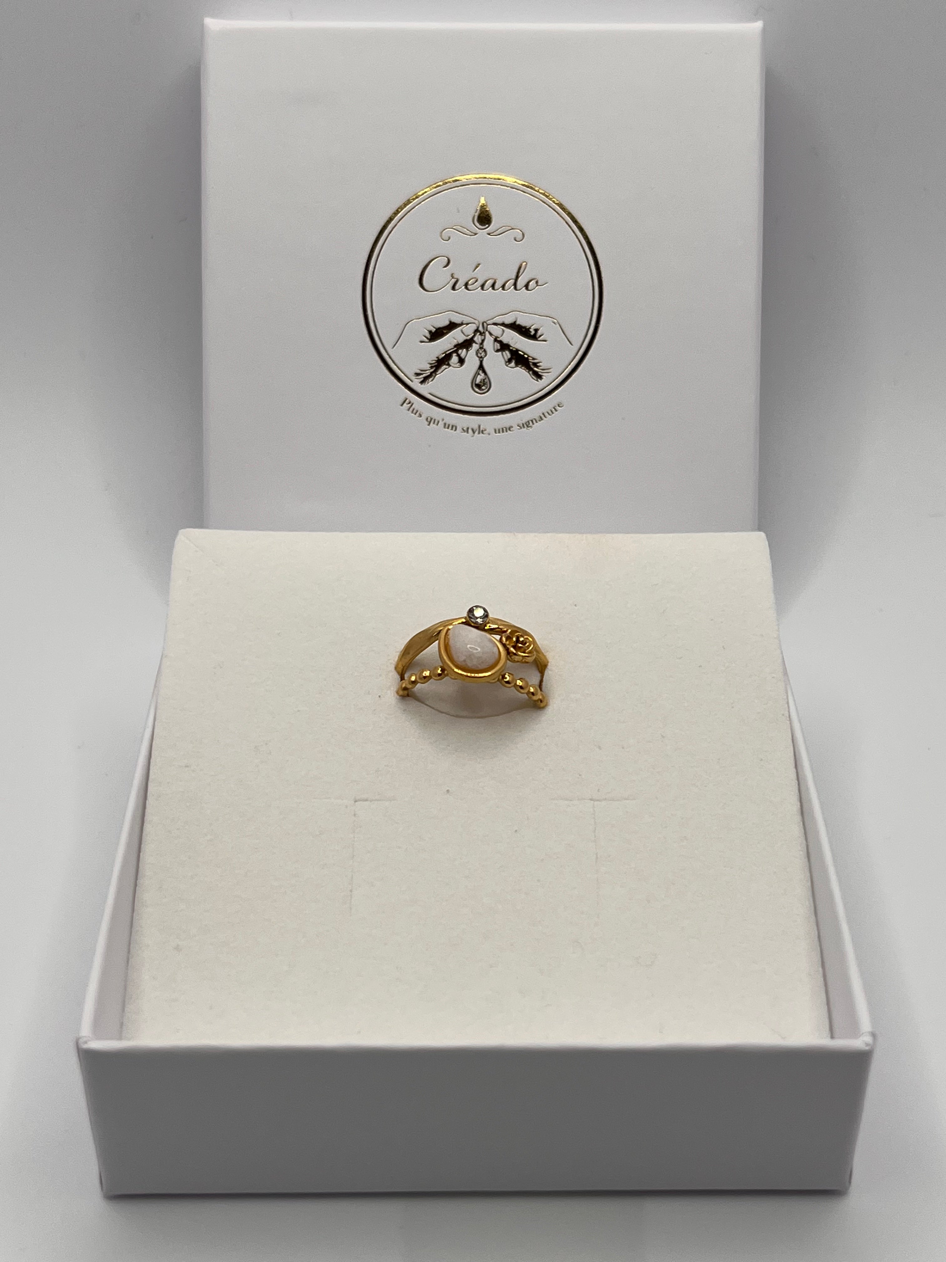 Bague acier inoxydable-fleur de rose