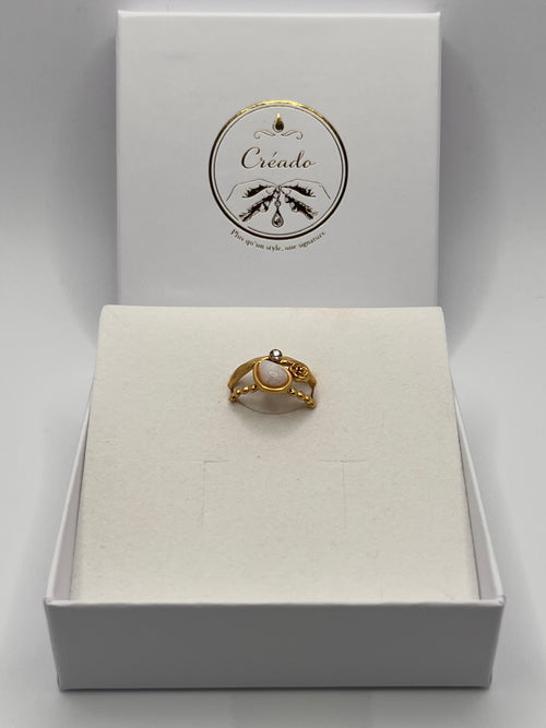Bague acier inoxydable goutte fleur de rose