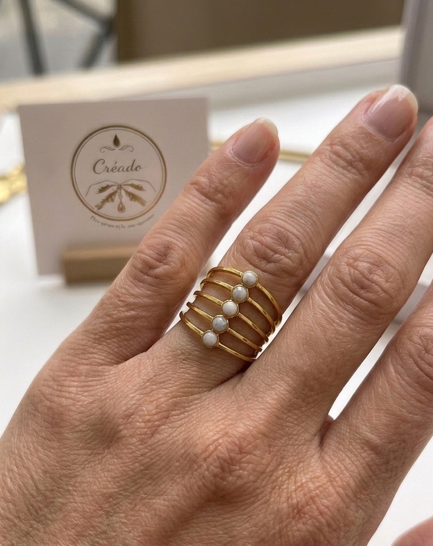 bague acier inoxydable multi-cerceaux