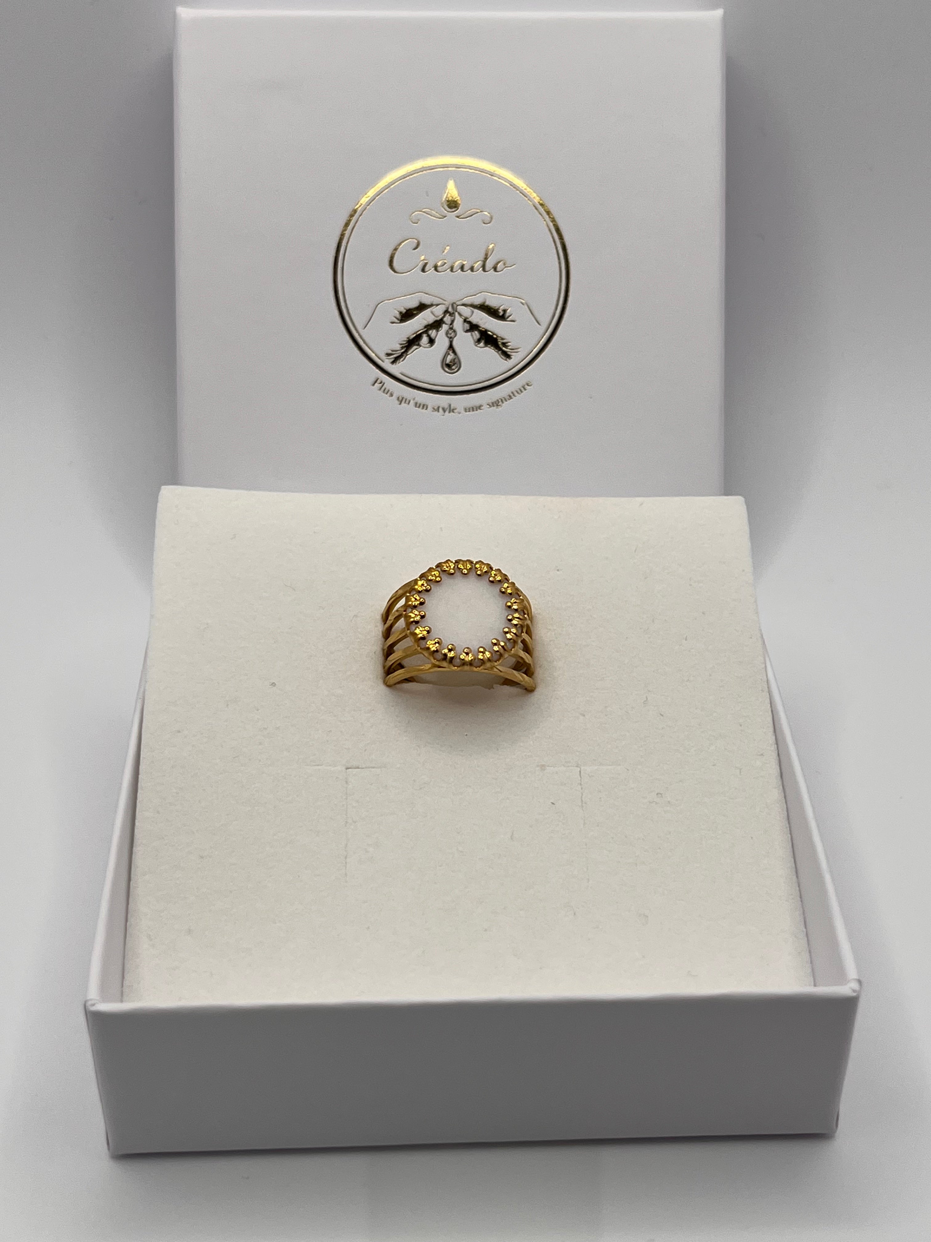 Bague acier inoxydable nacre