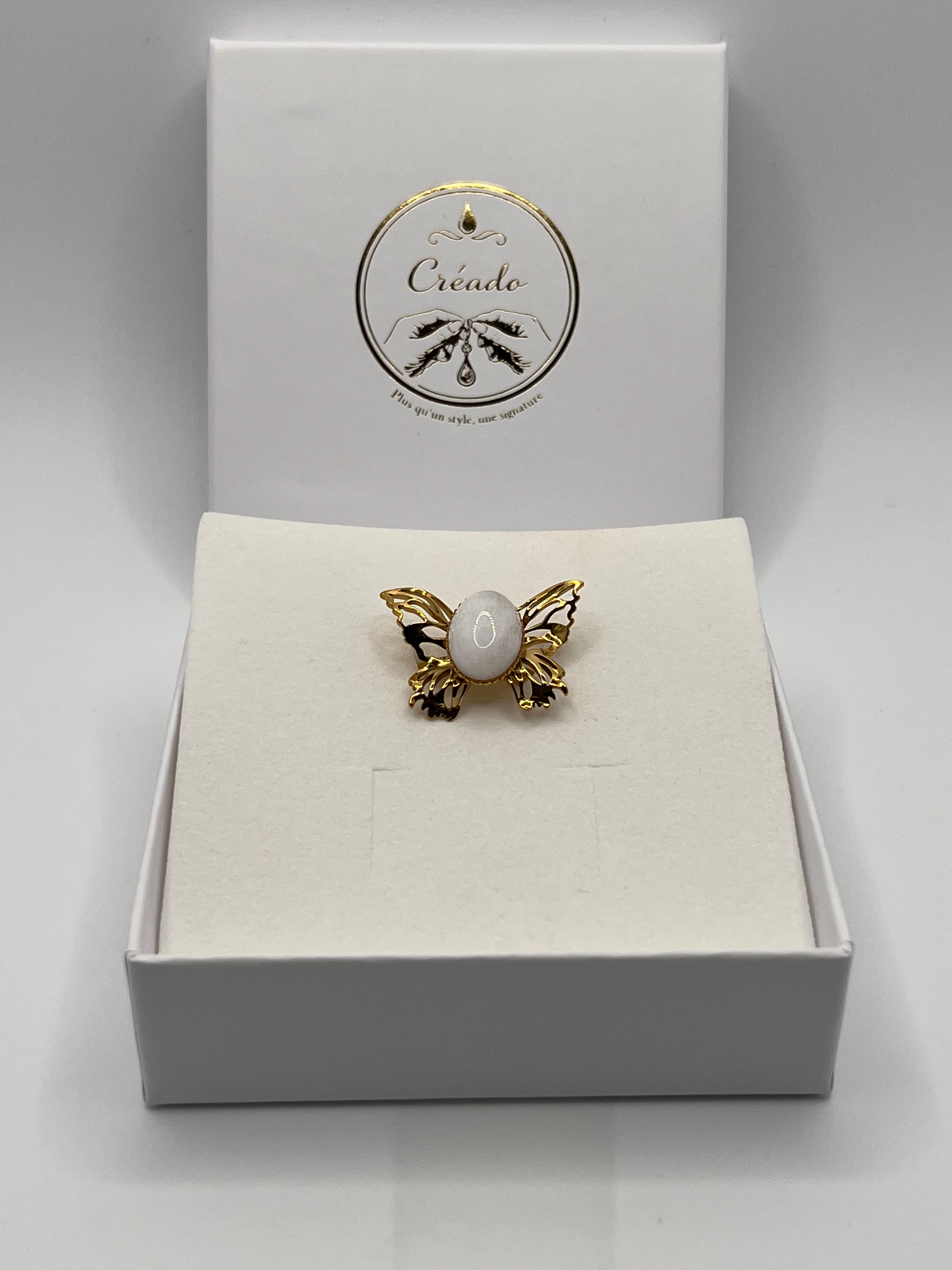 Bague acier inoxydable papillon