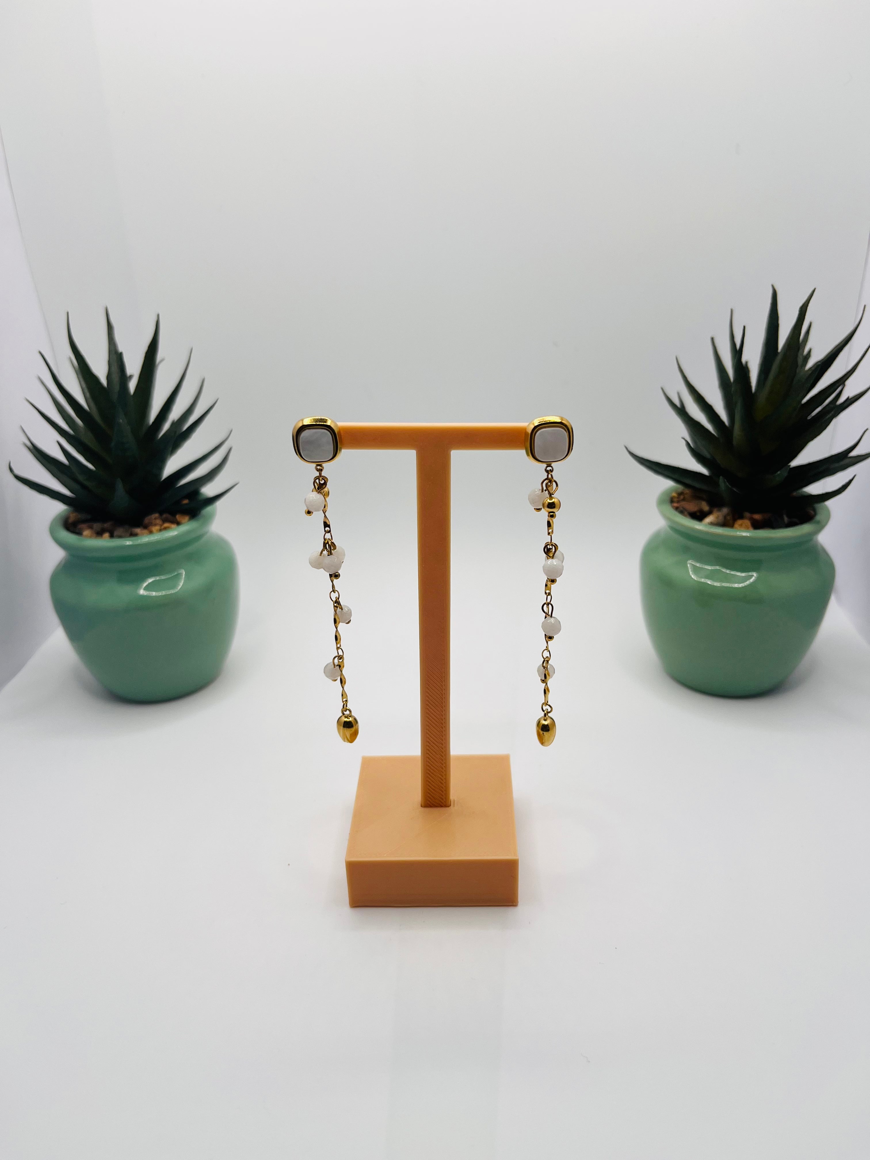 Boucles d'oreilles acier inoxydable  perles de lune