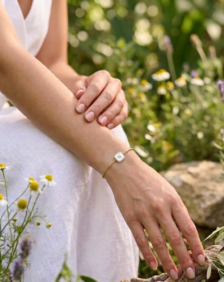 Bracelet acier inoxydable-Le carré d'étoile