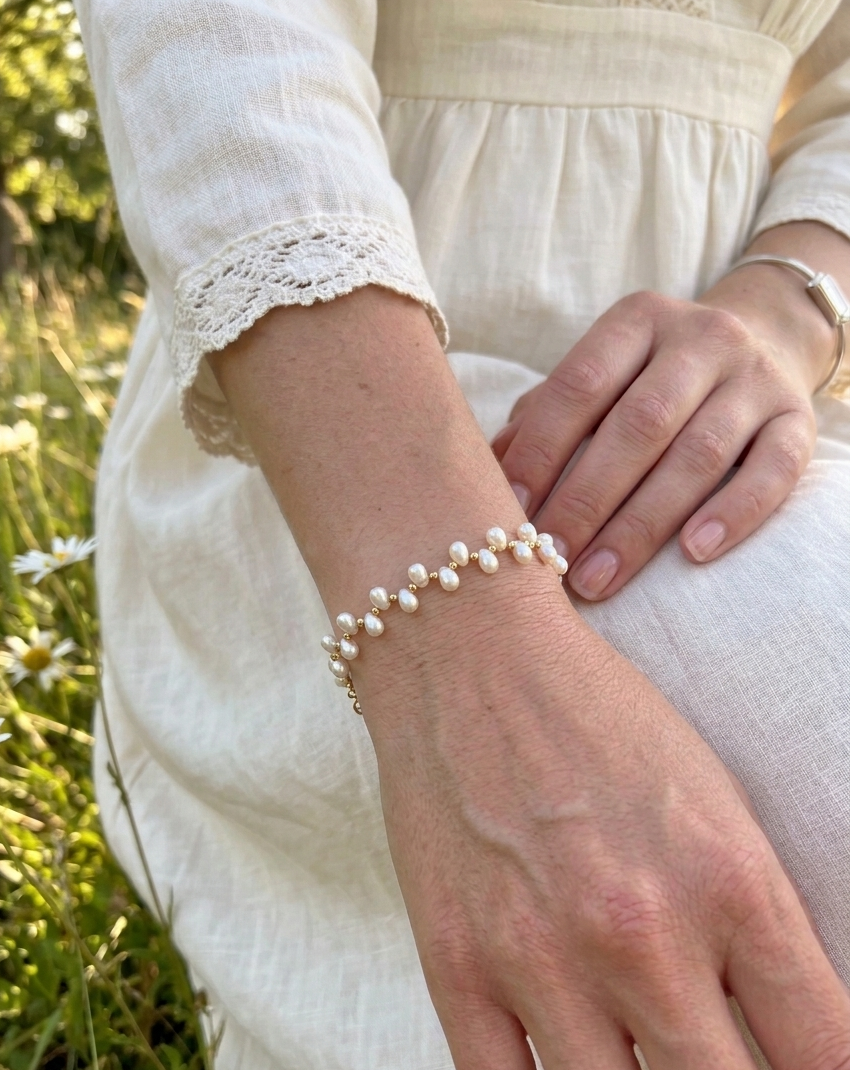Bracelet acier inoxydable perlé-Le perle de gouttes