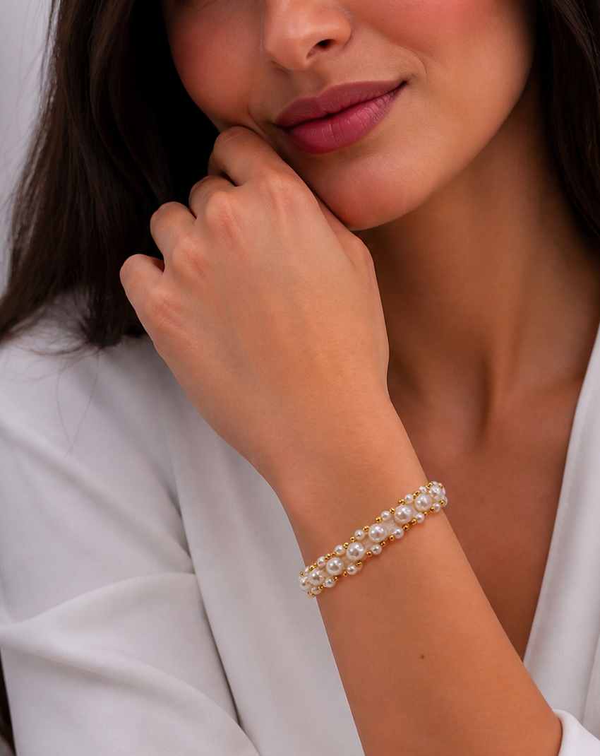 Bracelet acier inoxydable bulles de perles- bulles de perles