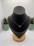 Collier pierre d'améthyste en acier inoxydable