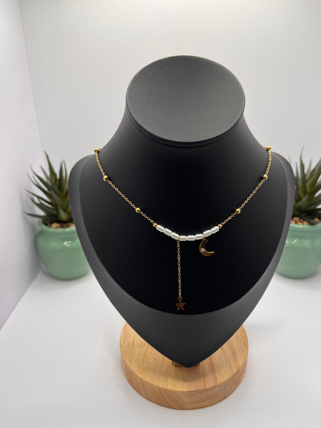 Collier lune - étoile en acier inoxydable