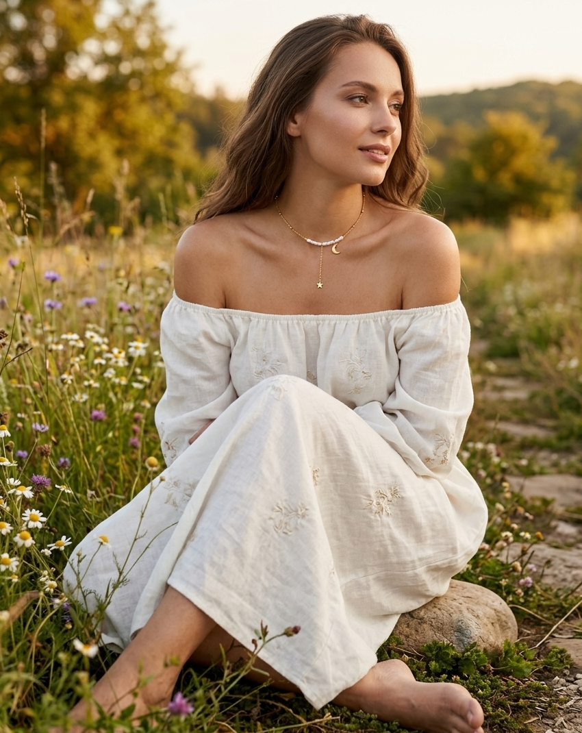 Collier lune - étoile en acier inoxydable