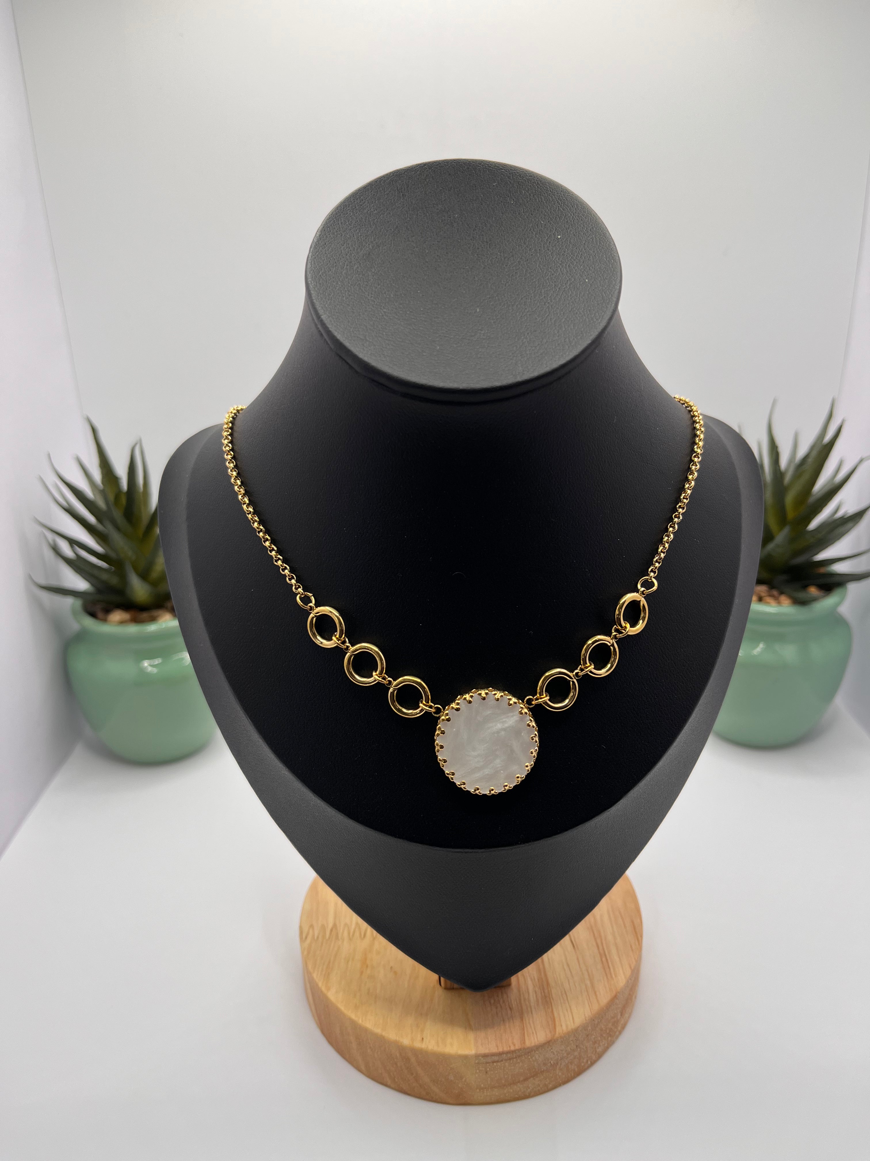 Collier nacre  acier inoxydable