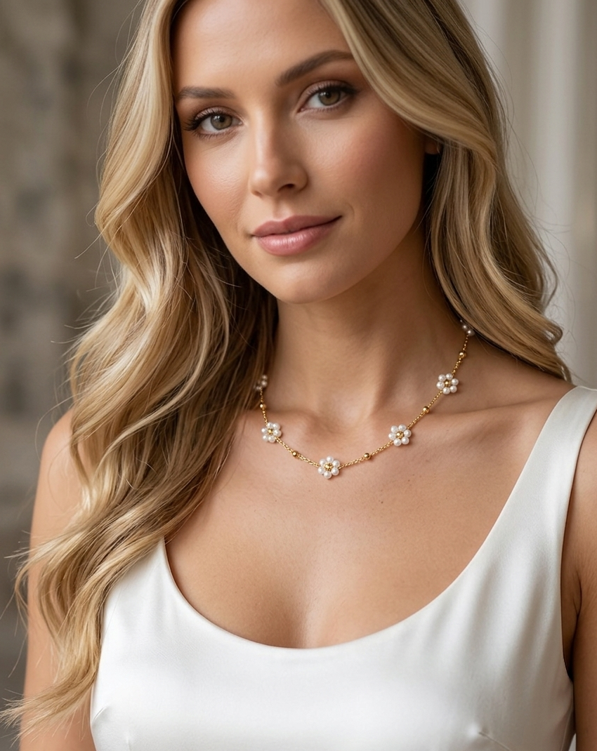 Collier pâquerettes en acier inoxydable